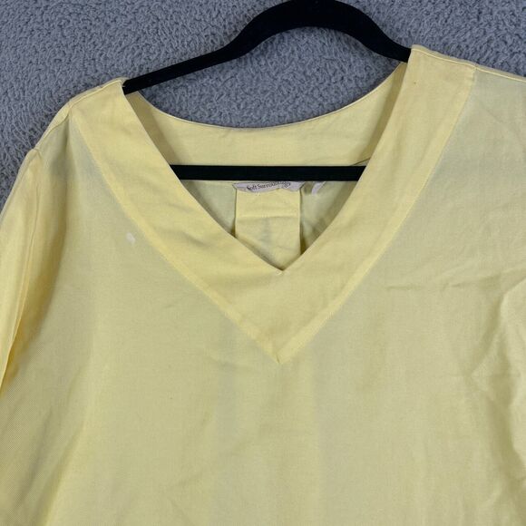 Soft Surroundings Tunic Blouse Womens Large Yellow Roll Tab Sleeve Button V-Neck - Picture 3 of 9